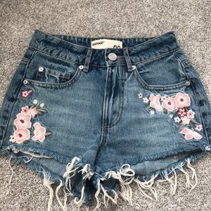 garage floral print vintage denim shorts